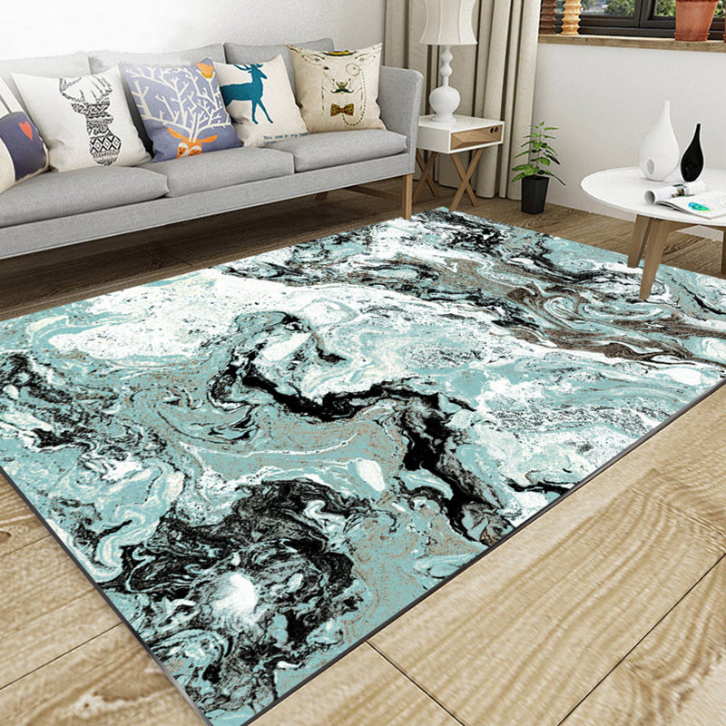 BowLift | Classic Multicolor Industrial Carpet Polyester Abstract Painting Carpet Non-Slip Back Machine Washable Stain Resistant Carpet for Lounge