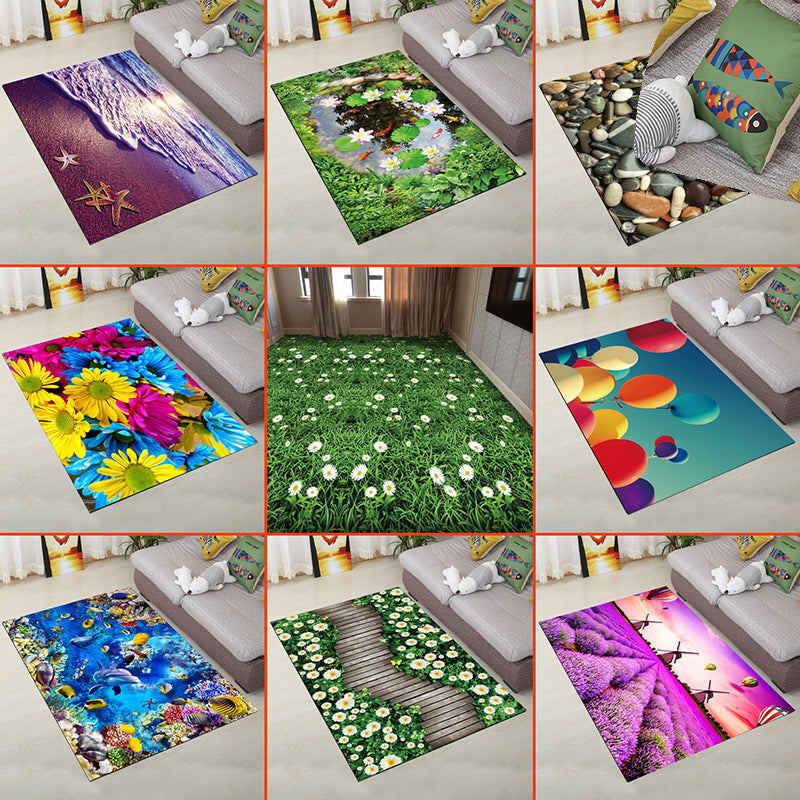 BowLift | Personality Scandinavian Carpet Multi Colors 3D Print Scenery Carpet Washable Non-slip Stain-resistant Rug for Home