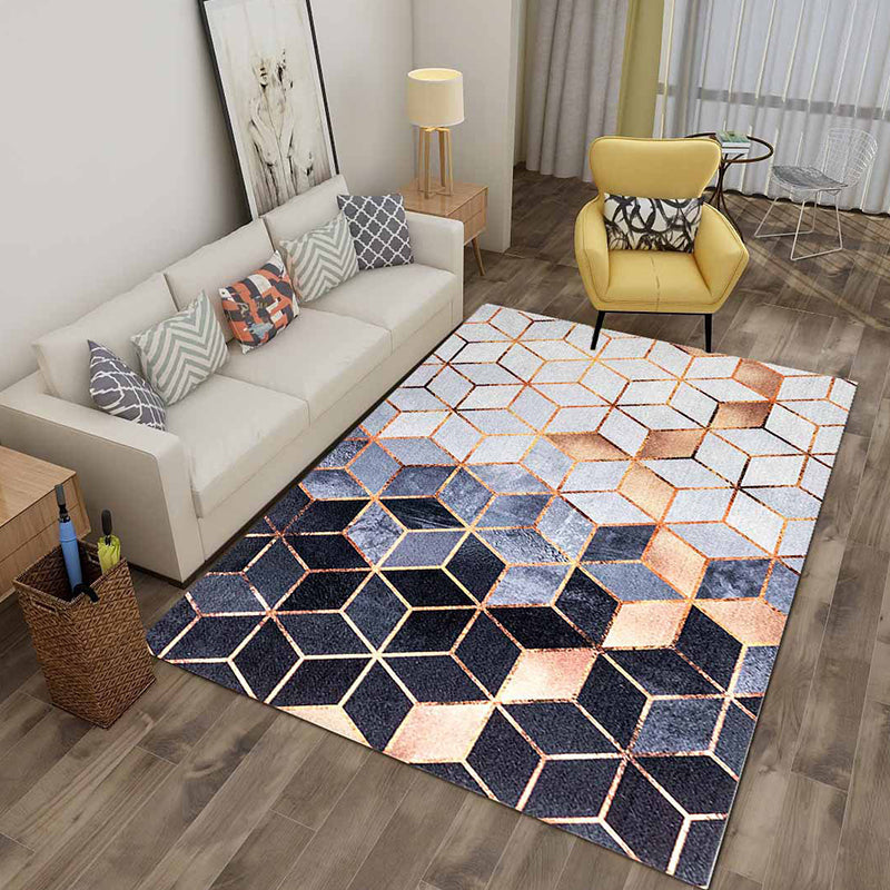 BowLift | Multicolor 3D Illusion Geometry Rug Polyester Modernist Rug Non-Slip Pet-Friendly Machine Washable Rug for the Large Room