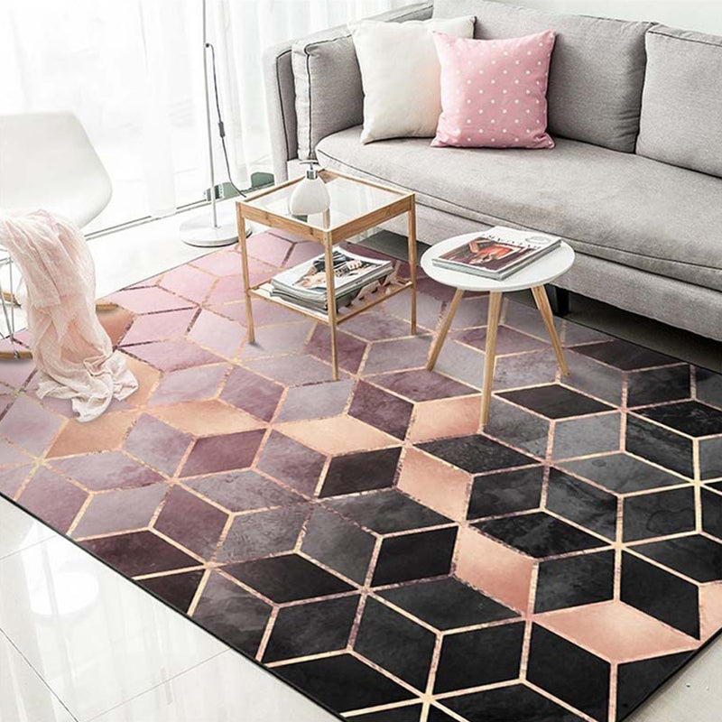 BowLift | Multicolor 3D Illusion Geometry Rug Polyester Modernist Rug Non-Slip Pet-Friendly Machine Washable Rug for the Large Room