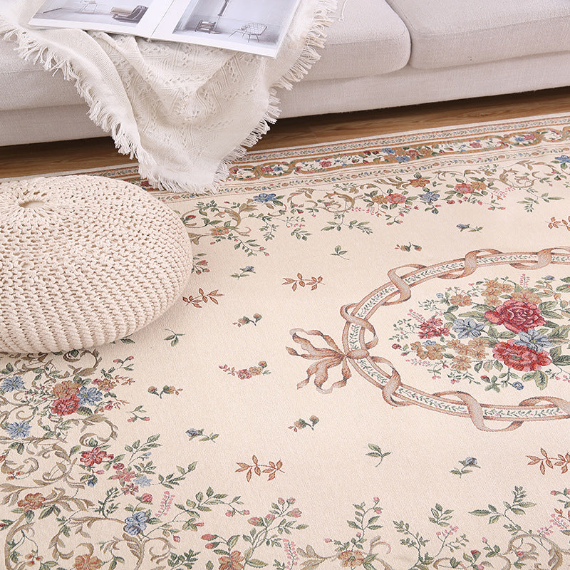 BowLift | Shabby Chic Rustic Area Rug Multicolored Floral Print Carpet Machine Washable Pet-Friendly Non-Slip Rug for Home