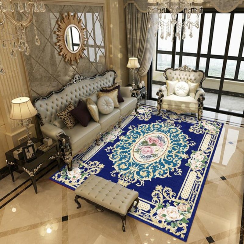 BowLift | Beautiful Peony Print Rug Multicolor Classic Rug Polypropylene Non-slip Machine Washable Stain Resistant Rug for the Room
