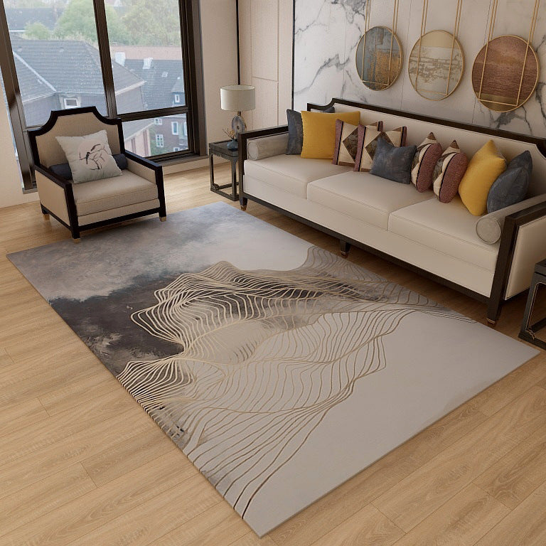 BowLift | Asian abstract flowing print carpet Multicolor synthetic carpet pet-friendly washable non-slip flooring for living room