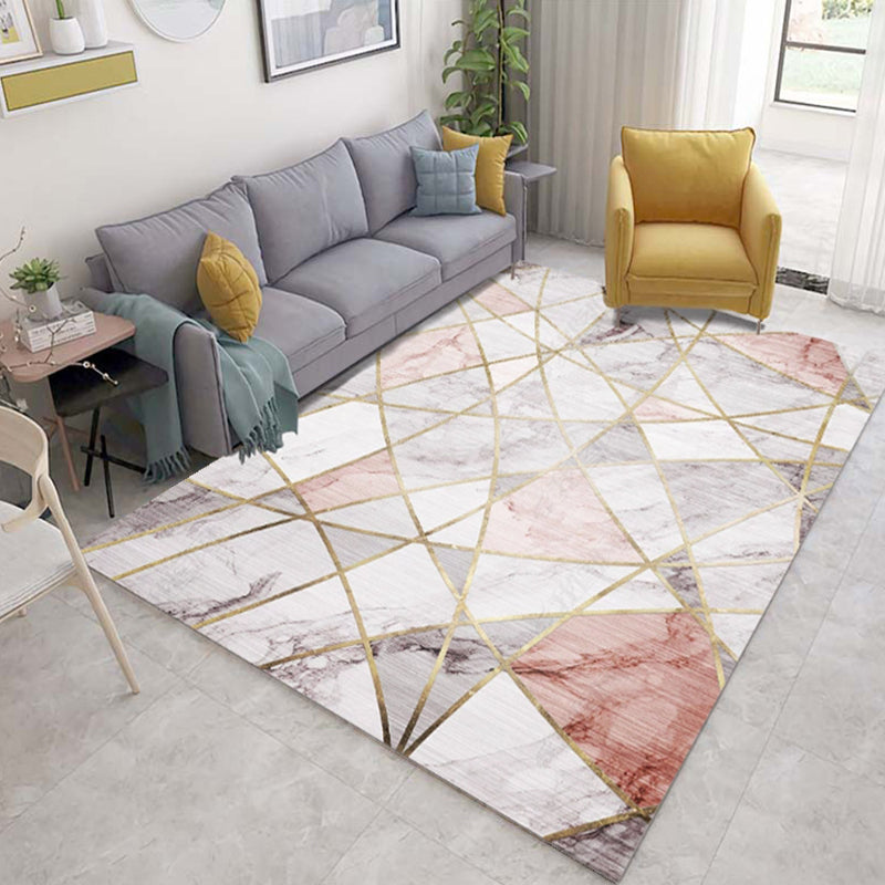 BowLift | Beautiful Nordic Style Carpet Multicolor Geometric Color Block Carpet Machine Washable Stain Resistant Non-Slip Carpet for Large Room