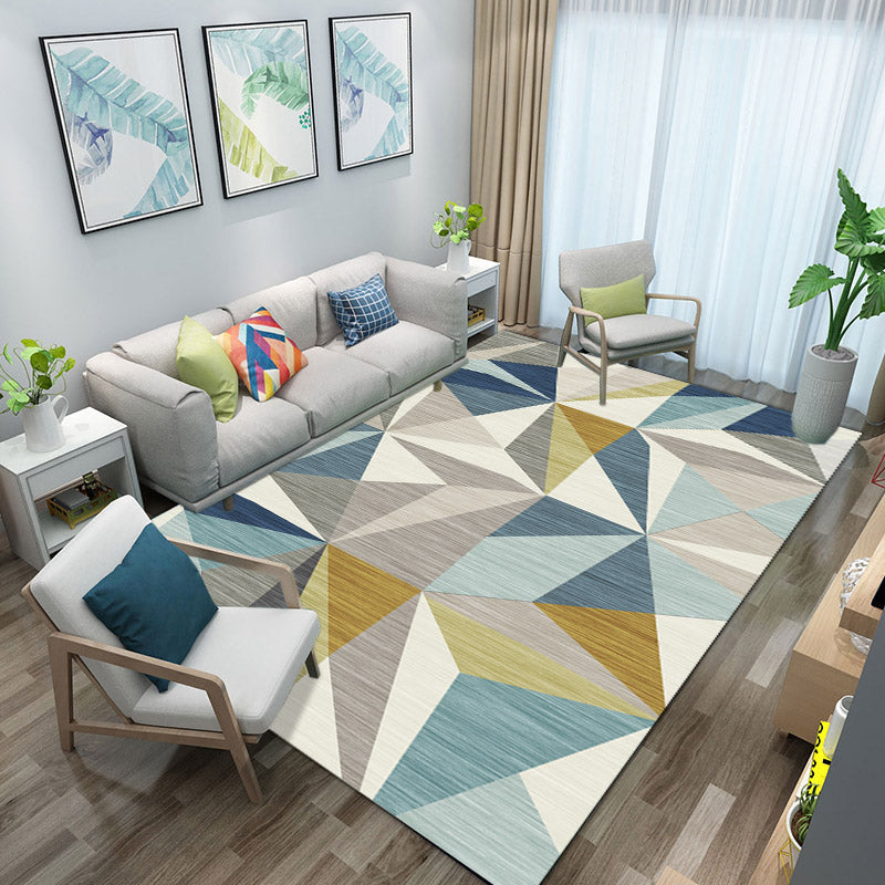 BowLift | Beautiful Nordic Style Carpet Multicolor Geometric Color Block Carpet Machine Washable Stain Resistant Non-Slip Carpet for Large Room