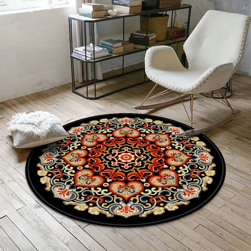 BowLift | Aesthetic Mandala Rug Multicolored Moroccan Rug Polyester Non-slip Back Washable Stain-resistant Rug for Room