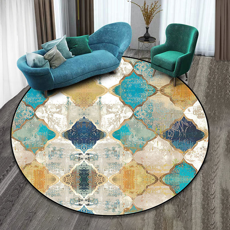 BowLift | Colorfully patterned folk art printed carpet polyester Moroccan carpet with non-slip backing pet-friendly machine washable carpet for guest room