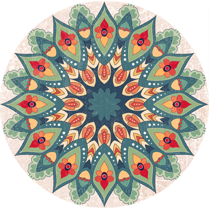 BowLift | Classic Multi-Color Moroccan Rug Synthetic Mandala Print Rug Pet Friendly Non-Slip Washable Rug for Home