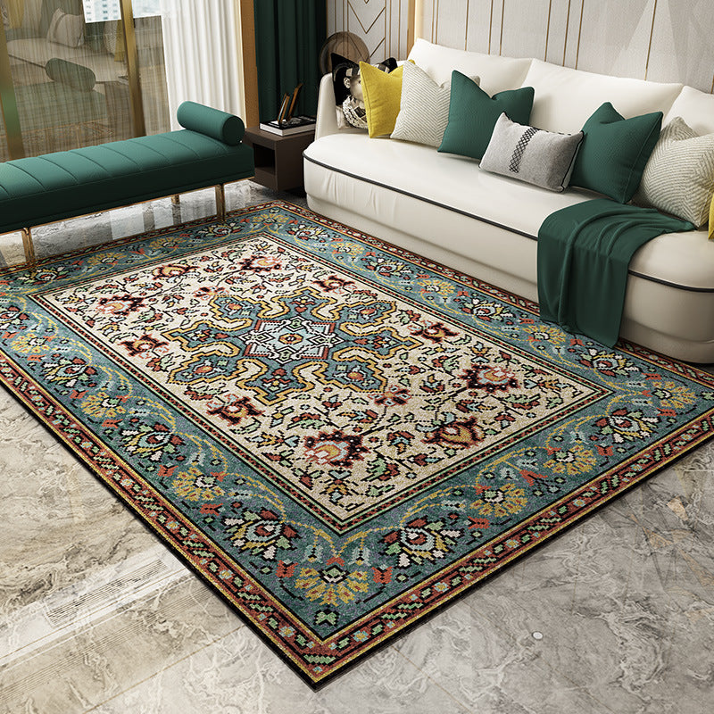 BowLift | Beautiful floral patterned rug Multicolored Moroccan rug Polyester Washable Non-slip backing Stain-resistant rug for guest room