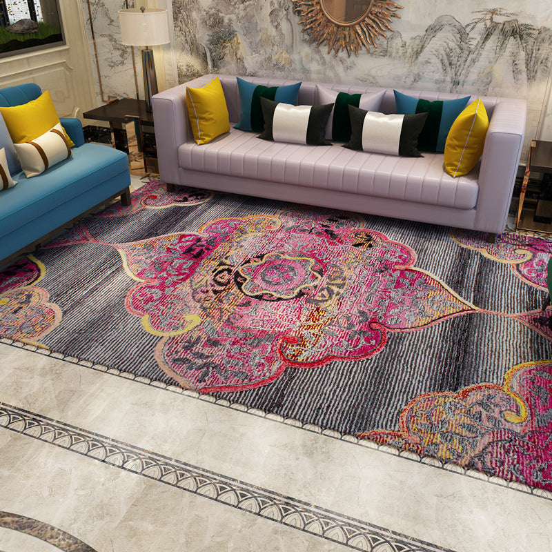 BowLift | Antique multi-colored flower carpet polypropylene Moroccan area rug pet-friendly washable non-slip rug for guest areas