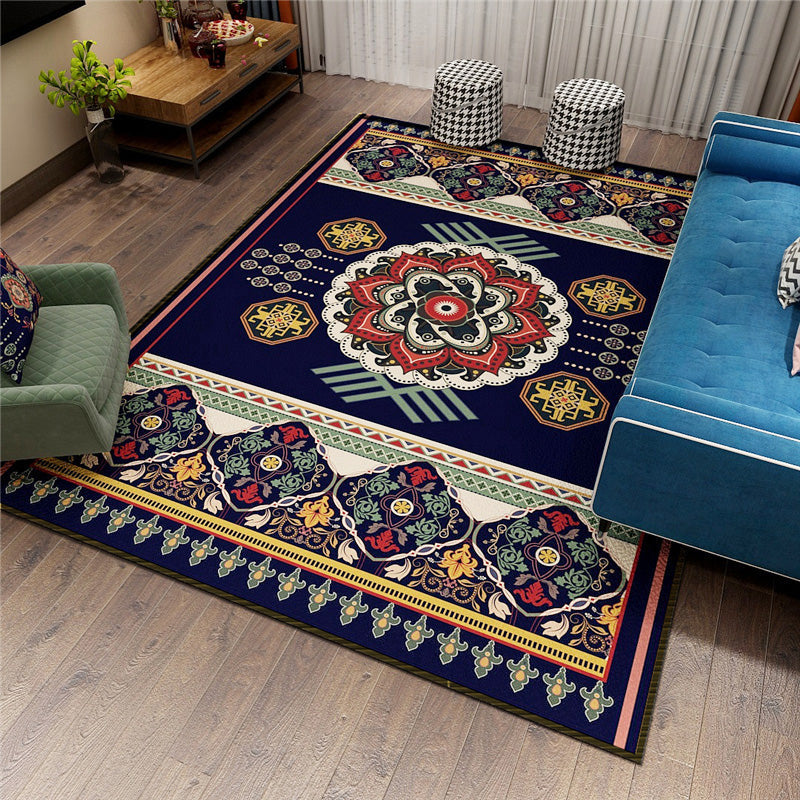 BowLift | Classic Persian Carpet Multicolored Flower Rug Machine Washable Stain Resistant Non-slip Living Room Rug for Home