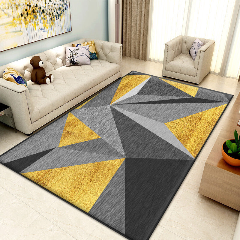 BowLift | Nice 3D Effect Triangle Rug Multicolor Contemporary Rug Polypropylene Machine Washable Pet Friendly Non-Slip Rug for Home