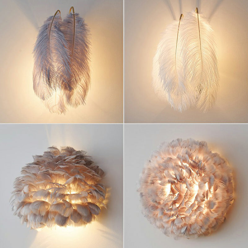 BowLift | Shadow Girl Bedroom Wall Lamp Feather Single Bulb Simple Wall Mounted Light