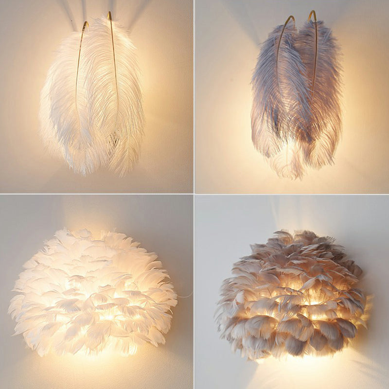 BowLift | Shadow Girl Bedroom Wall Lamp Feather Single Bulb Simple Wall Mounted Light