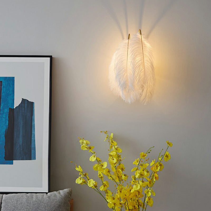 BowLift | Shadow Girl Bedroom Wall Lamp Feather Single Bulb Simple Wall Mounted Light