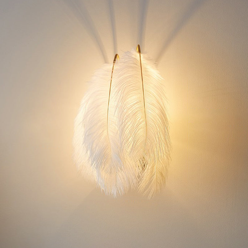BowLift | Shadow Girl Bedroom Wall Lamp Feather Single Bulb Simple Wall Mounted Light