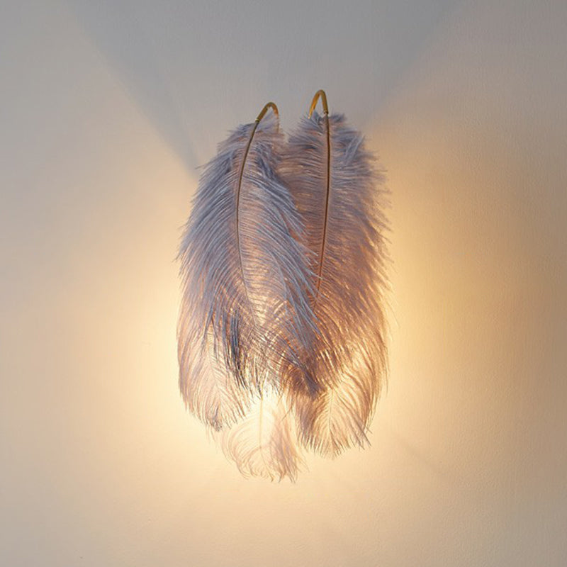 BowLift | Shadow Girl Bedroom Wall Lamp Feather Single Bulb Simple Wall Mounted Light