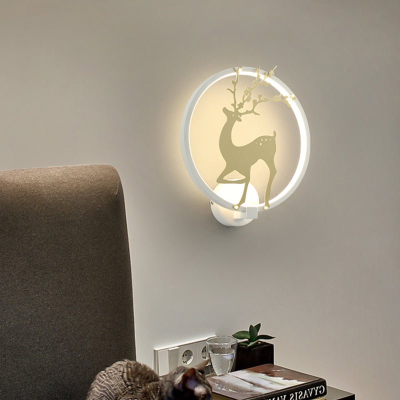BowLift | Contemporary Black/White Acrylic Ring Wall Light LED Wall Mount Lighting Ideas with Sika Deer Pattern