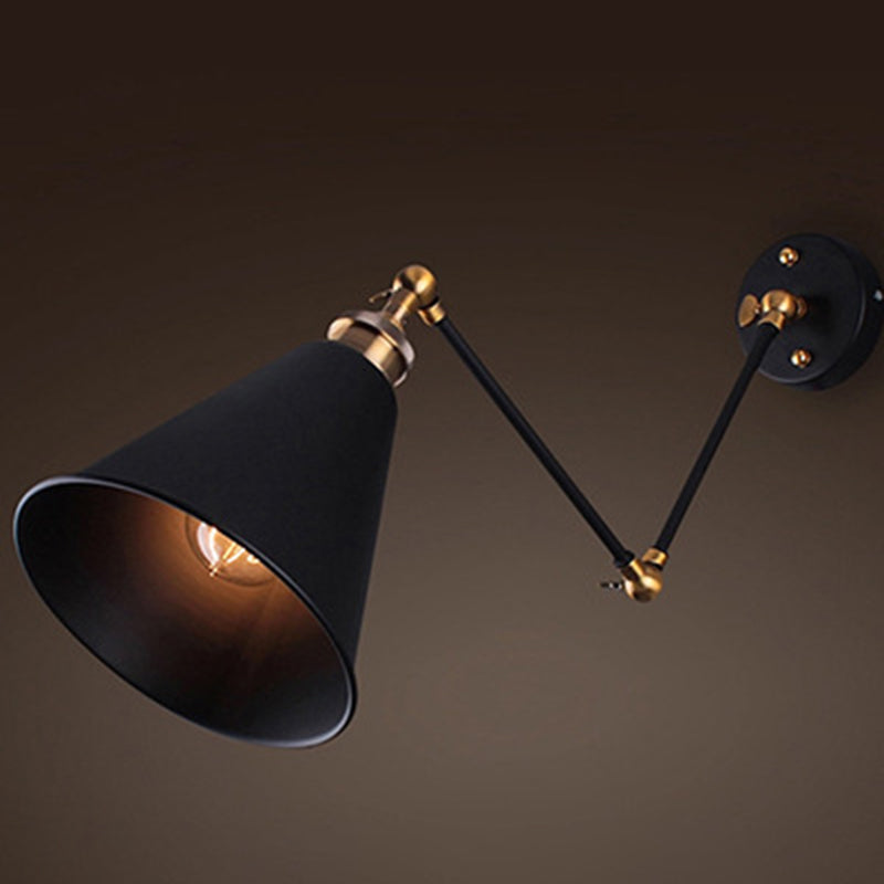 BowLift | Black Umbrella Shade Folding Wall Lamp Retro Style Single Bulb Restaurant Wall Lighting Fixture