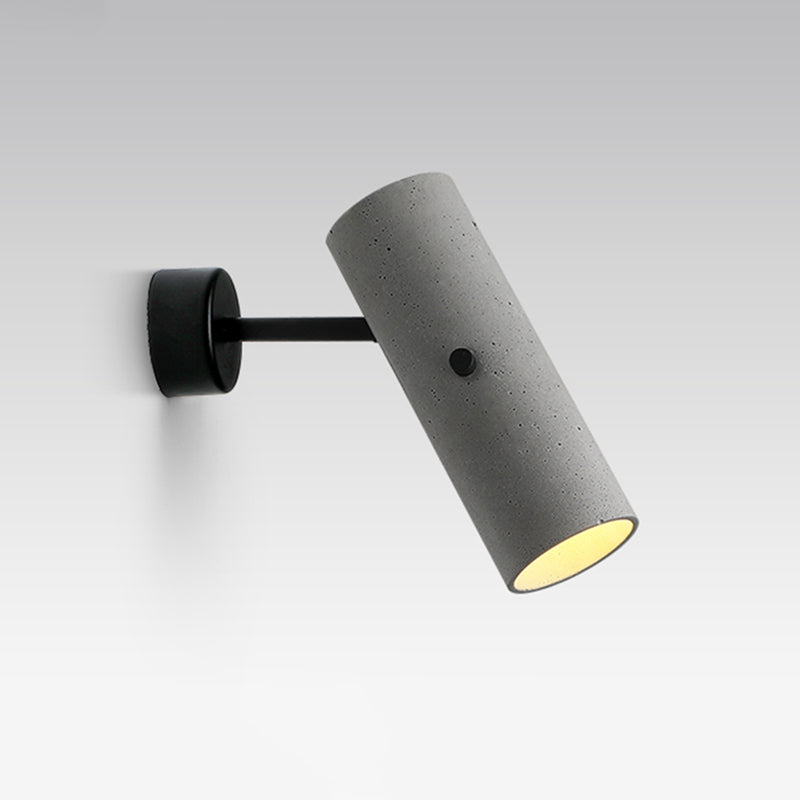 BowLift | Cylindrical Shade Cement Wall Spotlight Minimalist Gray LED Wall Light