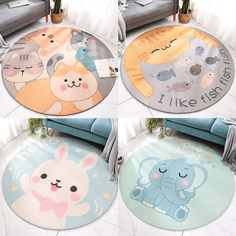 BowLift | Beautiful Cartoon Printed Carpet Multi-Colored Lambswool Area Rug Washable Non-Slip Area Rug for Children's Room