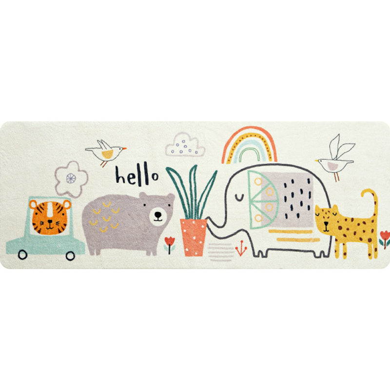 BowLift | Casual Living Room Rug Multicolored Cartoon Plant Pattern Rug Synthetic Pet-Friendly Non-Slip Rug