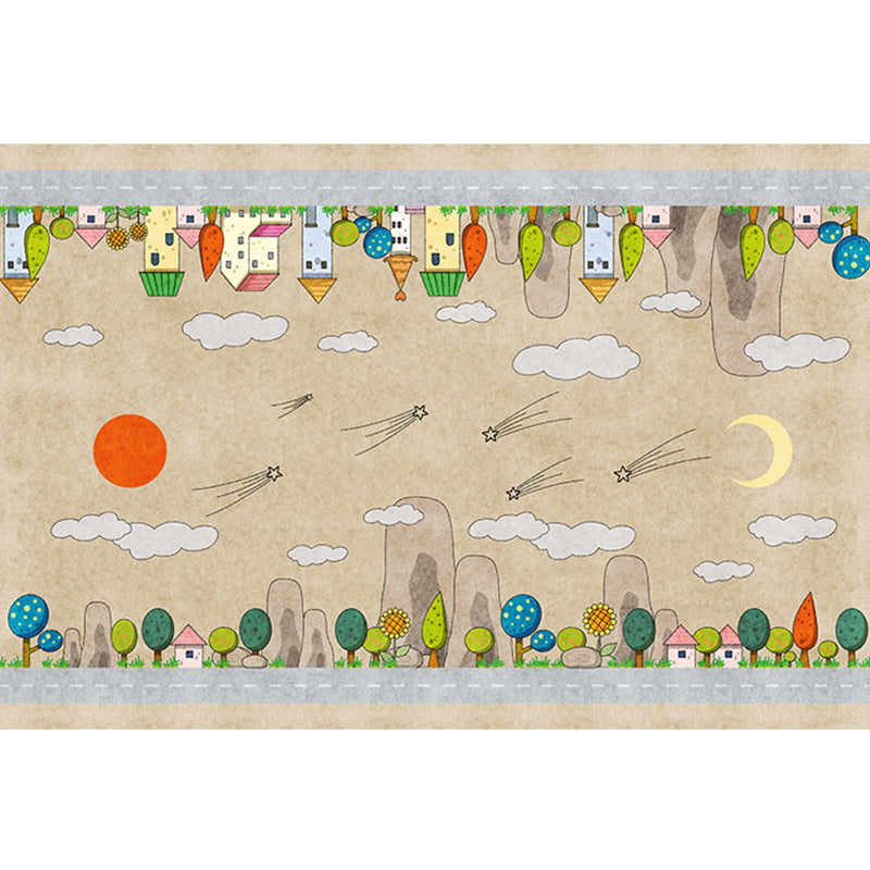 BowLift | Casual Cartoon Patterned Rug Multicolored Cotton Blend Rug Non-Slip Back Easy Care Rug for the Bedroom
