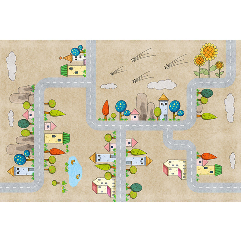 BowLift | Casual Cartoon Patterned Rug Multicolored Cotton Blend Rug Non-Slip Back Easy Care Rug for the Bedroom