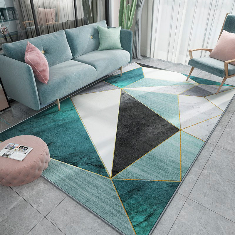 BowLift | Creative Room Decoration Area Rug Multicolor Geometric Pattern Area Rug Cotton Blend Non-Slip Pet Friendly Area Rug