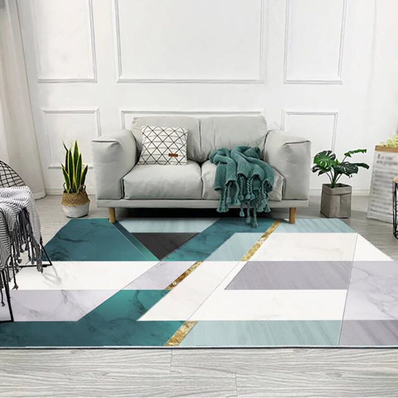 BowLift | Creative Room Decoration Area Rug Multicolor Geometric Pattern Area Rug Cotton Blend Non-Slip Pet Friendly Area Rug