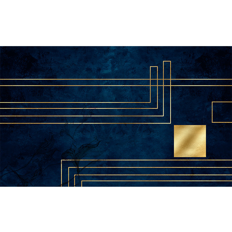 BowLift | Blue Abstract Printed Rug Cotton Blend Creative Rug Washable Non-Slip Back Rug for the Living Room