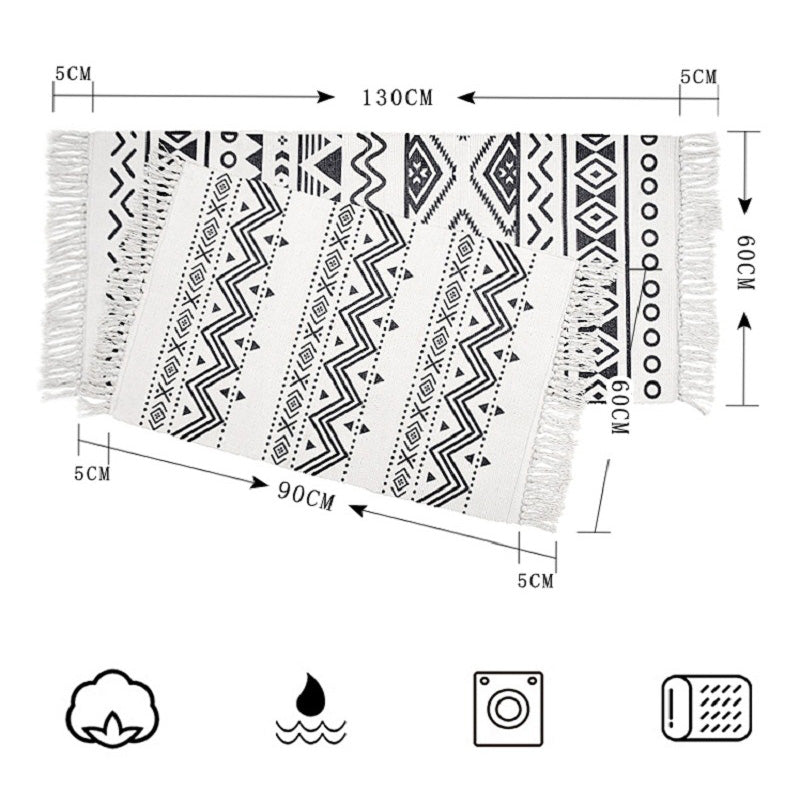 BowLift | Western Bedroom Rug Multicolored Tribal Geo Rug Cotton Blend Easy Care Washable Area Rug with Fringe