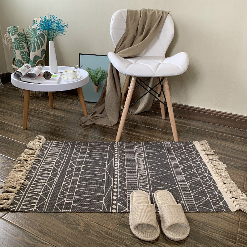 BowLift | Western Bedroom Rug Multicolored Tribal Geo Rug Cotton Blend Easy Care Washable Area Rug with Fringe
