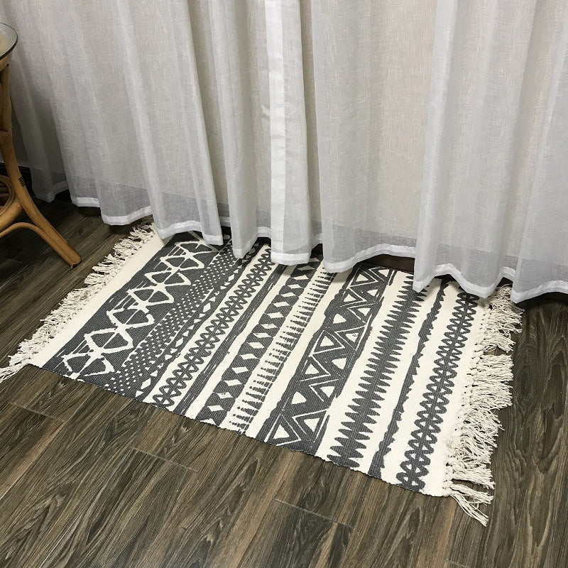 BowLift | Western Bedroom Rug Multicolored Tribal Geo Rug Cotton Blend Easy Care Washable Area Rug with Fringe