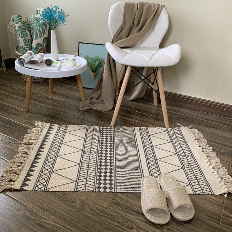 BowLift | Western Bedroom Rug Multicolored Tribal Geo Rug Cotton Blend Easy Care Washable Area Rug with Fringe