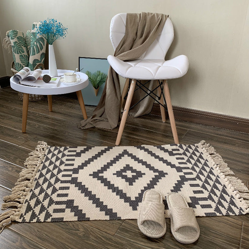BowLift | Western Bedroom Rug Multicolored Tribal Geo Rug Cotton Blend Easy Care Washable Area Rug with Fringe