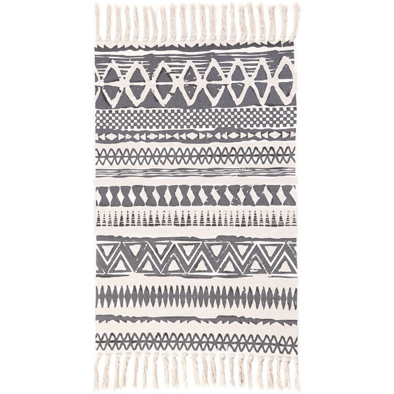 BowLift | Americana Bedroom Rug Multicolored geometric print area rug machine washable easy care with fringes