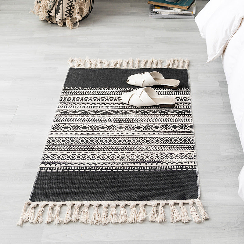BowLift | Americana Bedroom Rug Multicolored geometric print area rug machine washable easy care with fringes