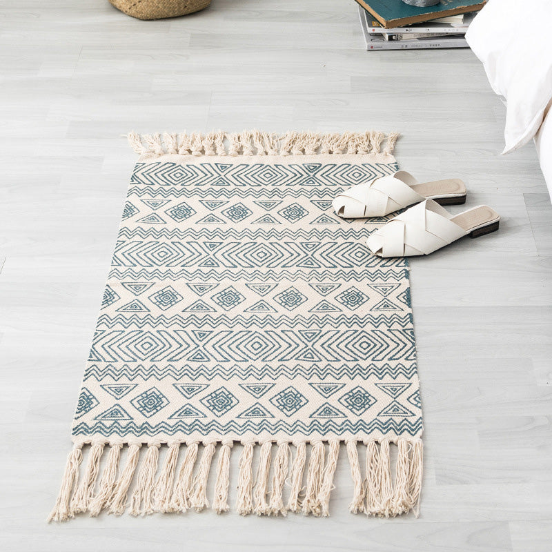 BowLift | Americana Bedroom Rug Multicolored geometric print area rug machine washable easy care with fringes