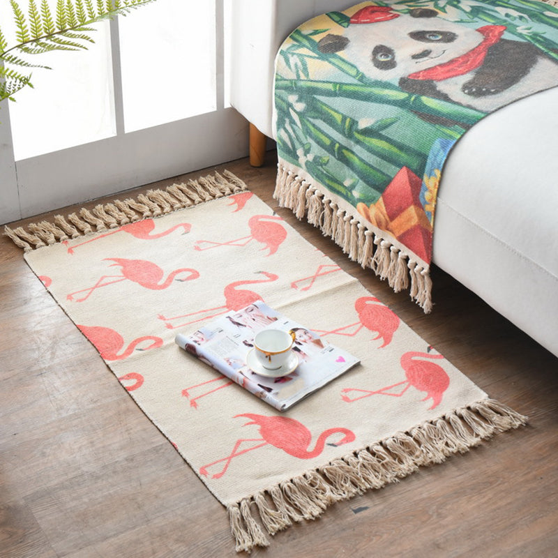 BowLift | Western Bedroom Carpet Multicolored geometric print rug cotton blend machine washable easy care with fringes