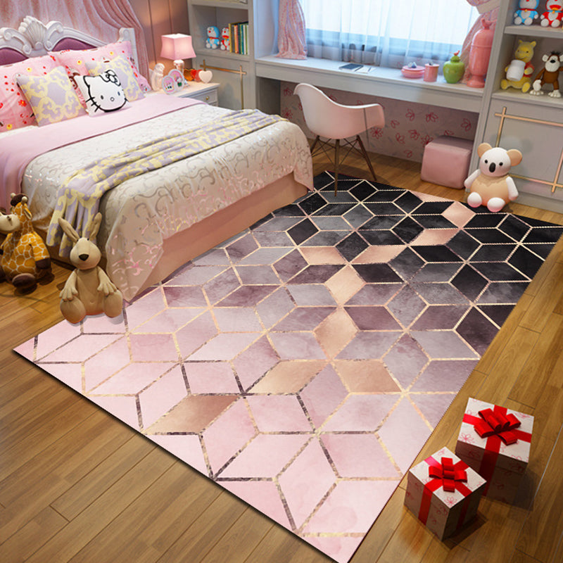 BowLift | Contemporary Area Rug Multi-colored Geo Printed Carpet Synthetic Non-slip Machine Washable Rug