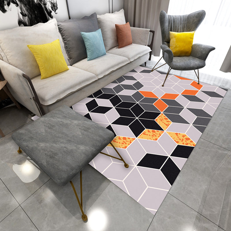 BowLift | Contemporary Area Rug Multi-colored Geo Printed Carpet Synthetic Non-slip Machine Washable Rug