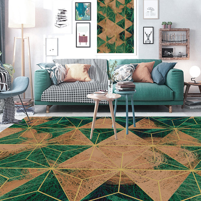 BowLift | Contemporary Area Rug Multi-colored Geo Printed Carpet Synthetic Non-slip Machine Washable Rug