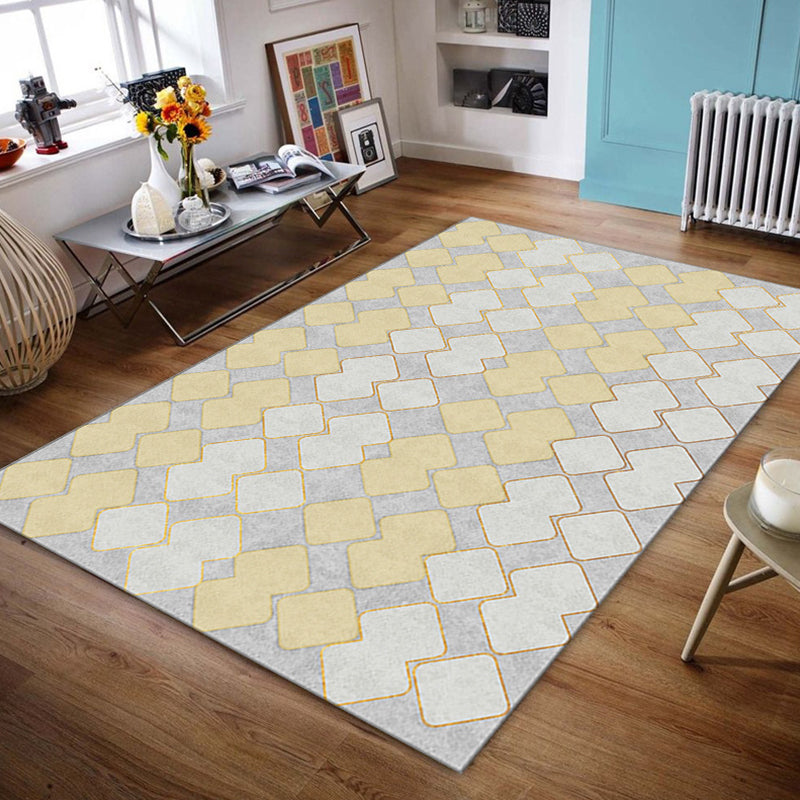 BowLift | Contemporary Area Rug Multi-colored Geo Printed Carpet Synthetic Non-slip Machine Washable Rug