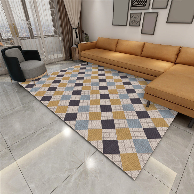 BowLift | Contemporary Area Rug Multi-colored Geo Printed Carpet Synthetic Non-slip Machine Washable Rug