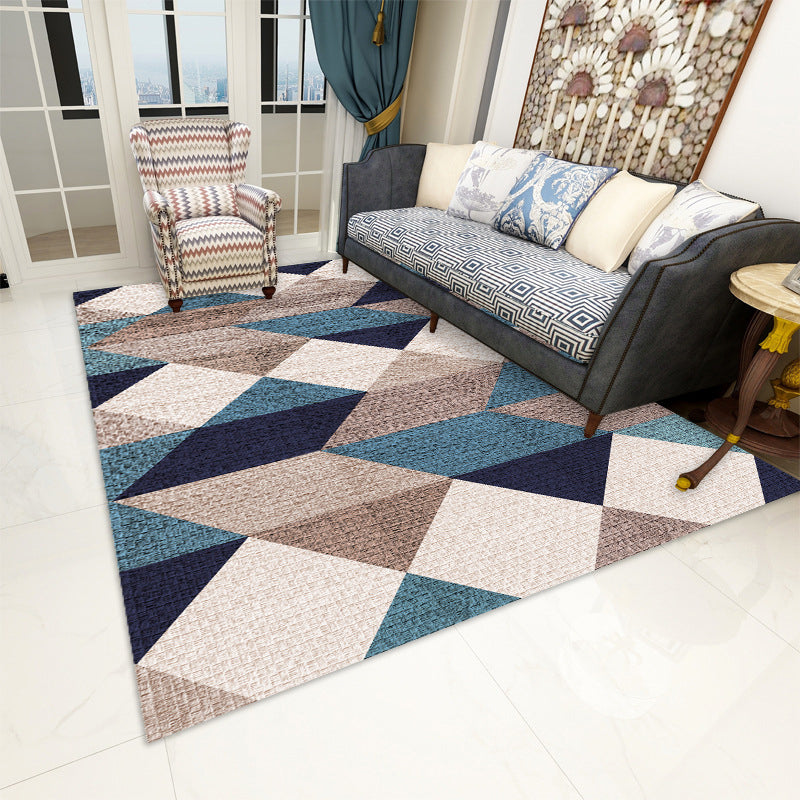 BowLift | Contemporary Area Rug Multi-colored Geo Printed Carpet Synthetic Non-slip Machine Washable Rug