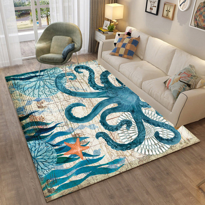 BowLift | Colorful Relaxation Area Rug Cotton Blend Cartoon Pattern Indoor Rug Machine Washable Non-Slip Rug for Décor