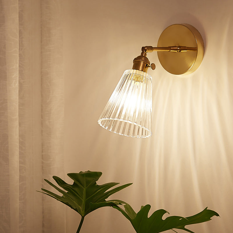 BowLift | Industrial Shade Wall Mount Light Single Clear Glass Wall Light Fixture for Nightstand