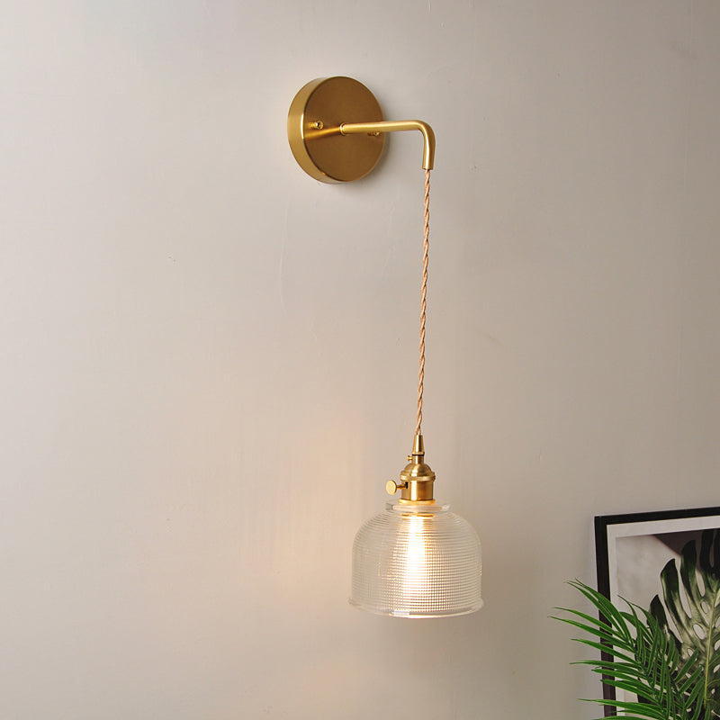 BowLift | 1 Head Wall Mount Light Industrial Shade Clear Glass Wall Light Fixture for Nightstand