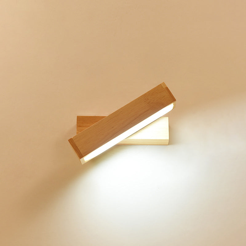 BowLift | Wood Rectangle Wall Lighting Contemporary Single Bulb Wall Light with Acrylic Shade for Hallway